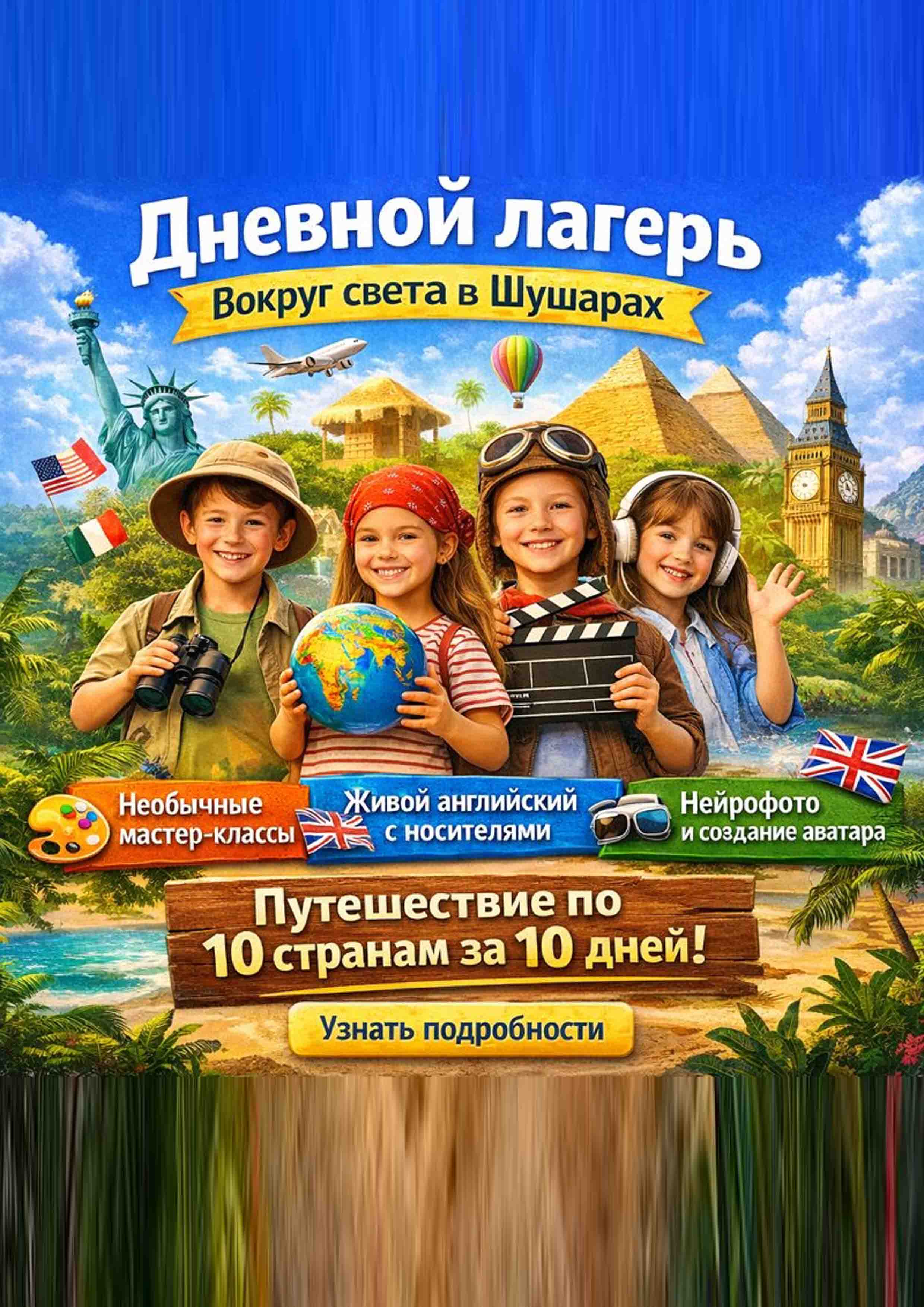 ГОРОДСКОЙ ЛАГЕРЬ "ВОКРУГ СВЕТА!  1 июня 2026 года