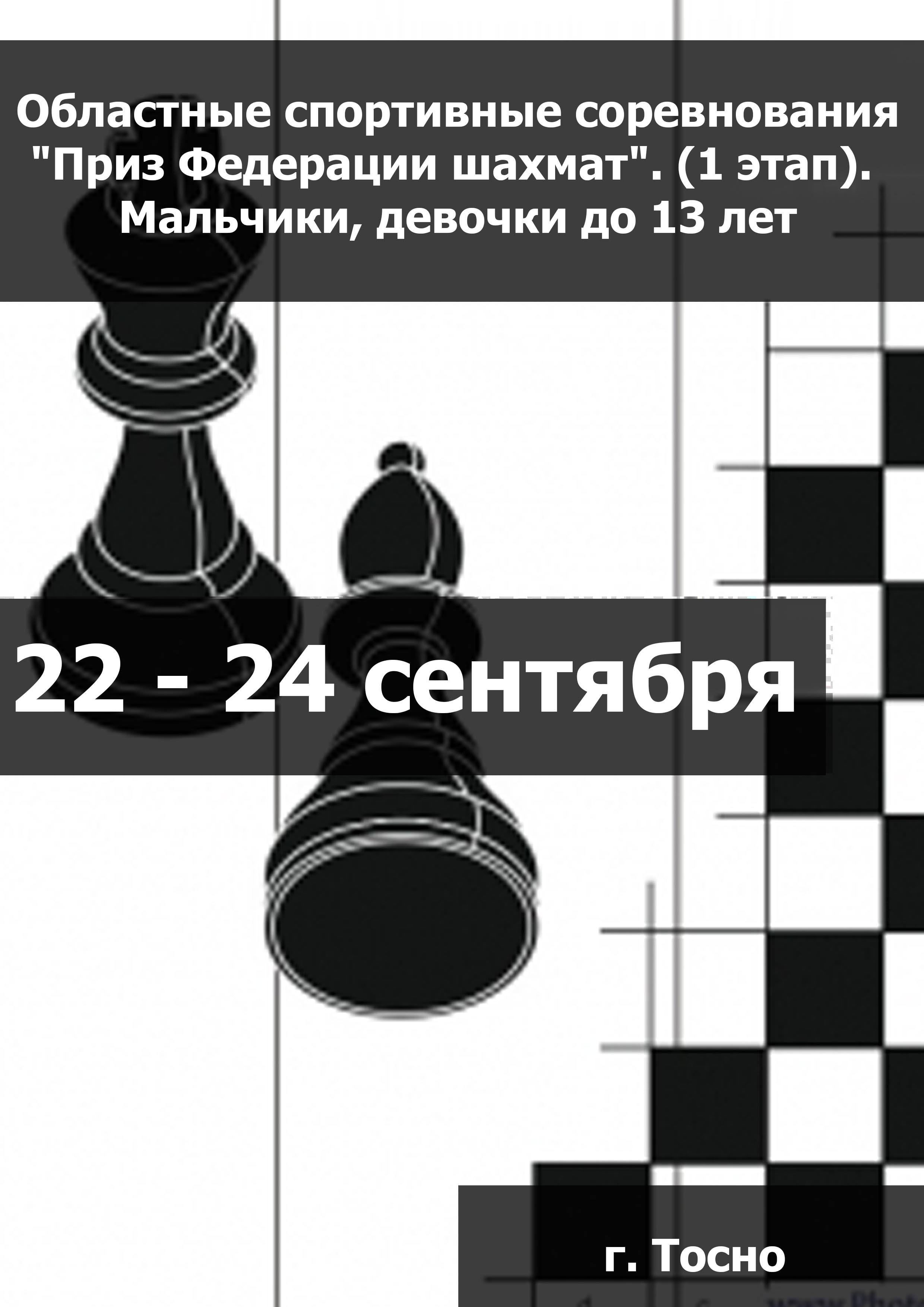 Областные спортивные соревнования "Приз Федерации шахмат". (1 этап).  Мальчики, девочки до 13 лет  22  septembrie
 2023  an
 