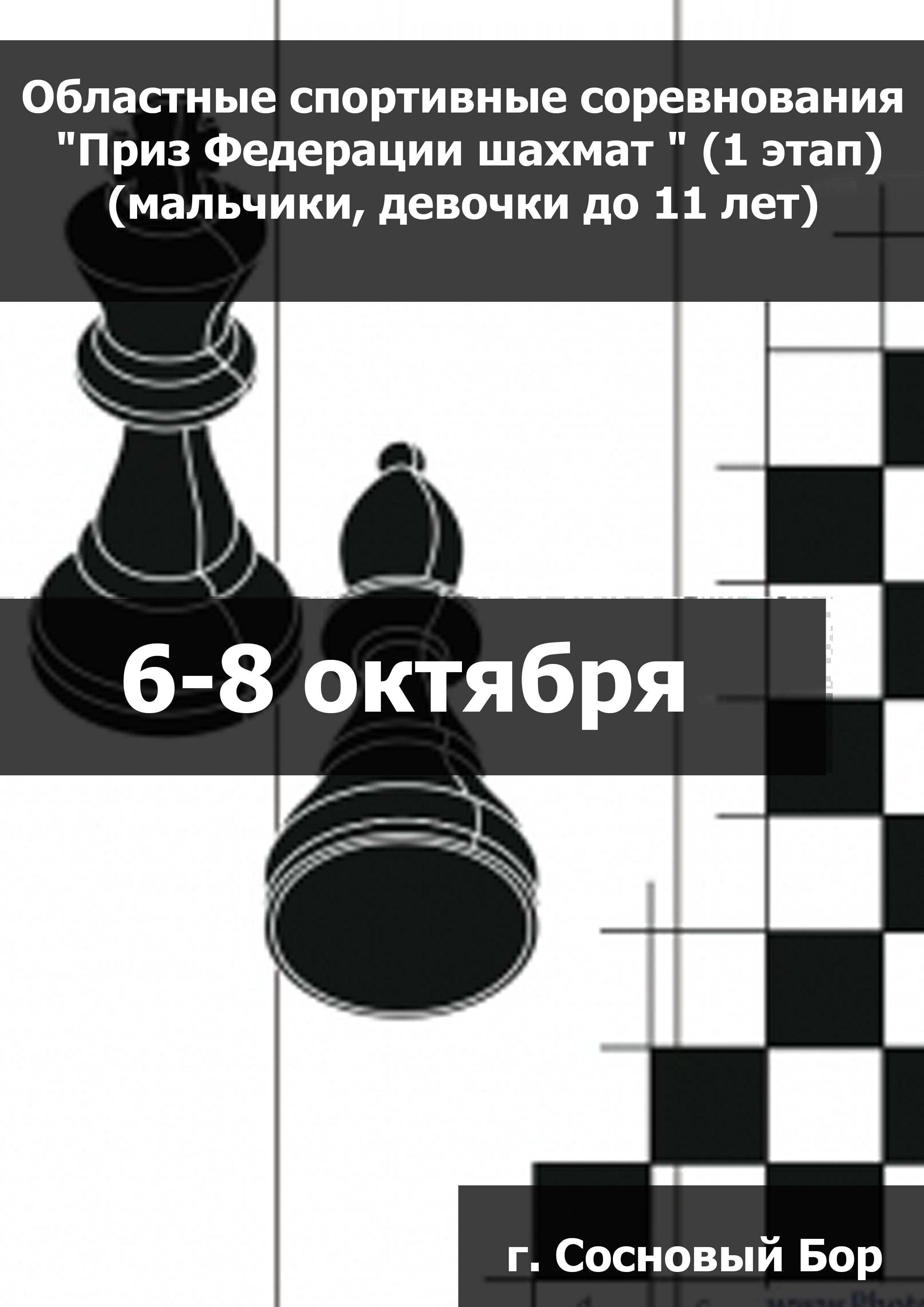 Областные спортивные соревнования "Приз Федерации шахмат " (1 этап) (мальчики, девочки до 11 лет) 6  oktyabr
 2023  yil
 