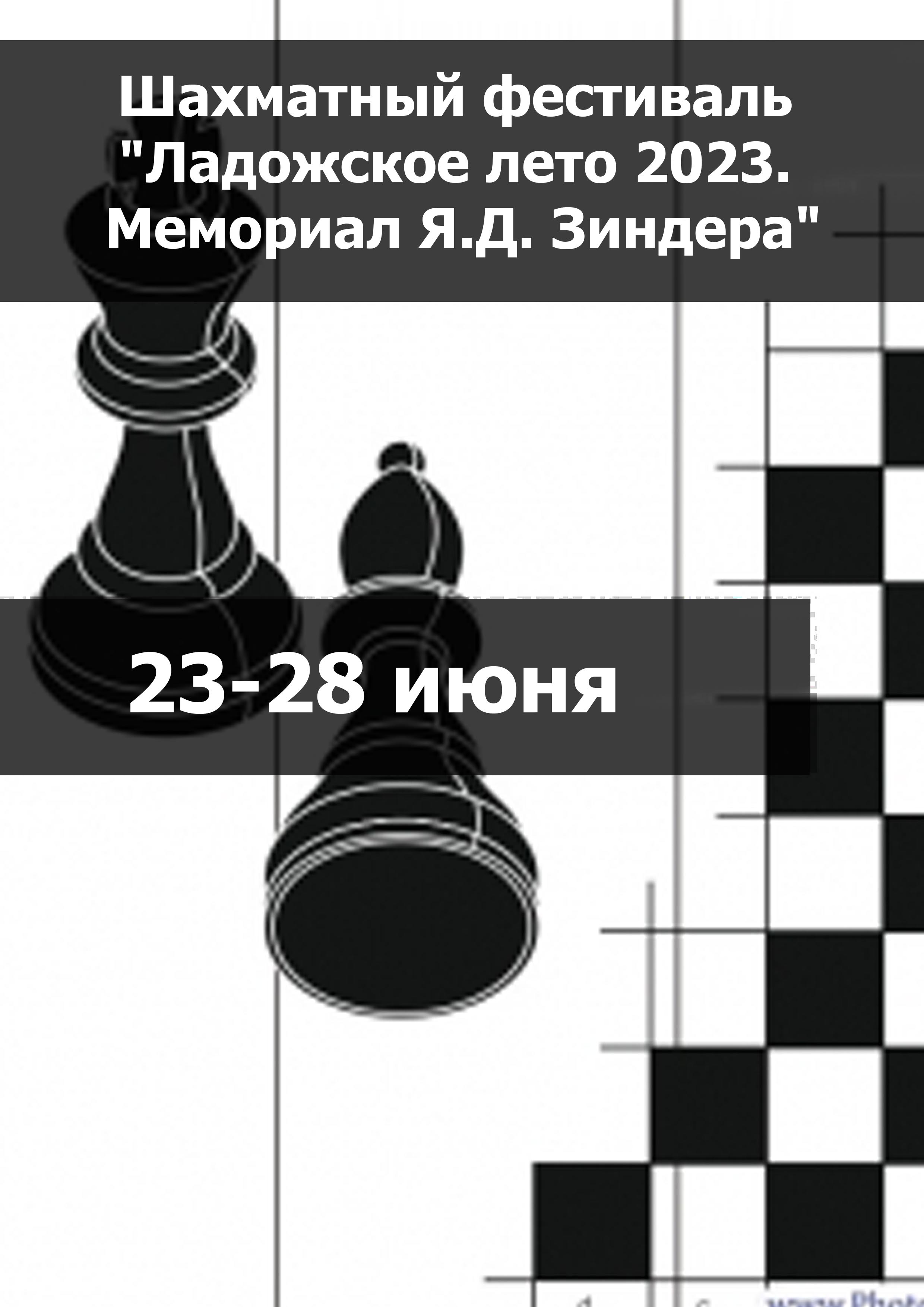 Шахматный фестиваль "Ладожское лето 2023. Мемориал Я.Д. Зиндера" 23 июня 2023 года 